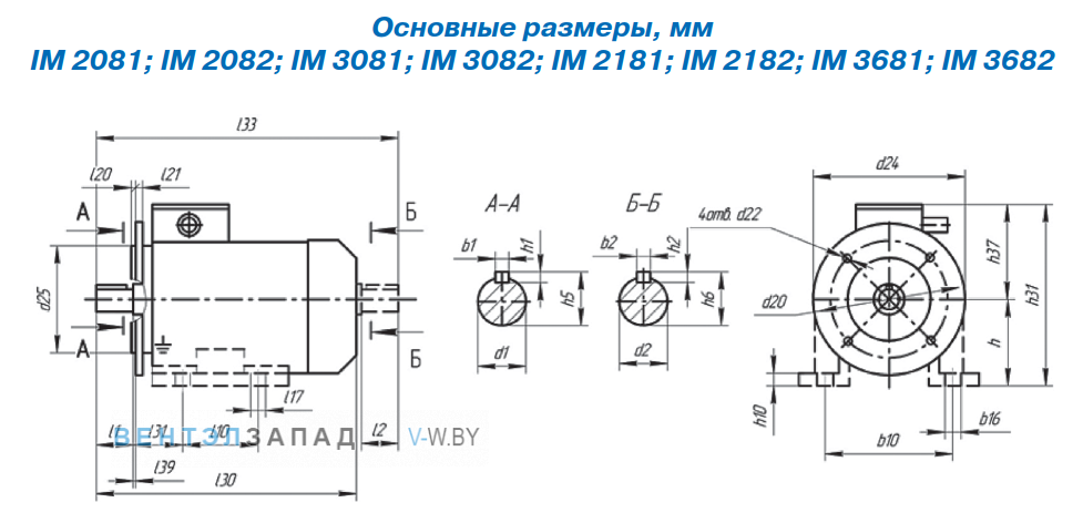 Присоединительные размеры с фланцем или комбинированное IM3081, IM2081