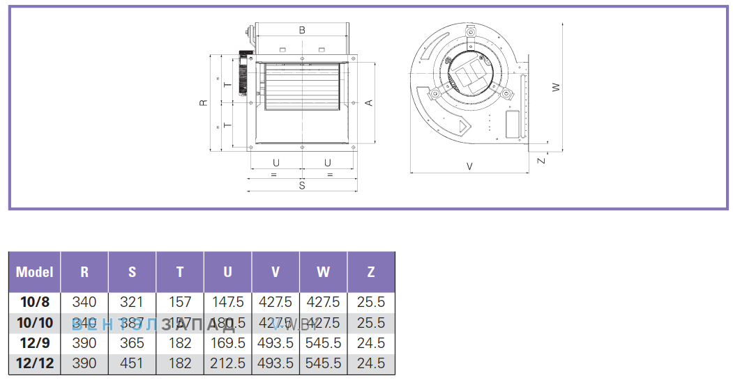 Присоединительные размеры ELCO DDe 10/10-3/4 HP LOW SPEED центробежный