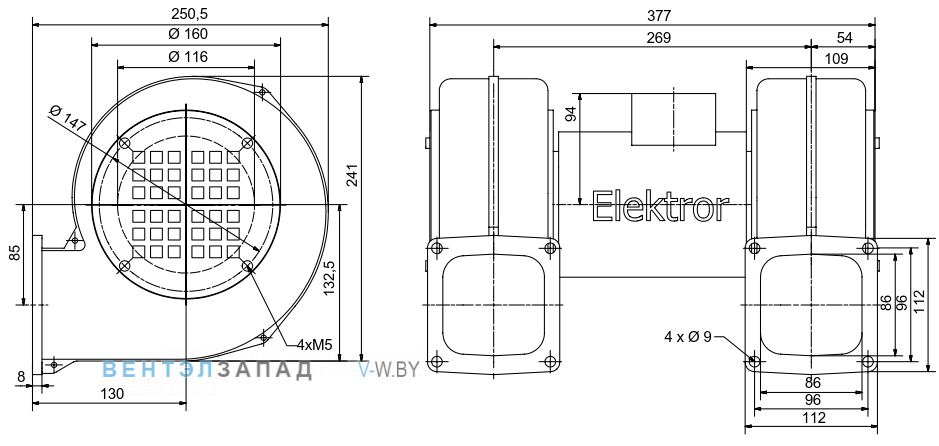 Чертеж и исполнениеы Elektror 2D 05
