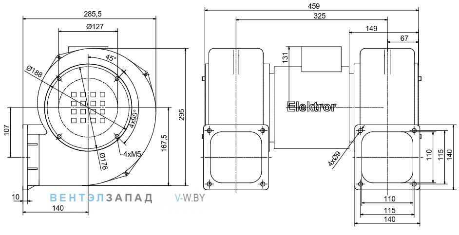 Чертеж и исполнениеы Elektror 2D 060