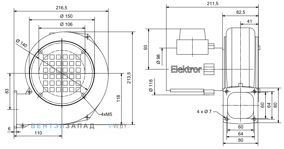Чертеж и исполнениеы Elektror D 04M