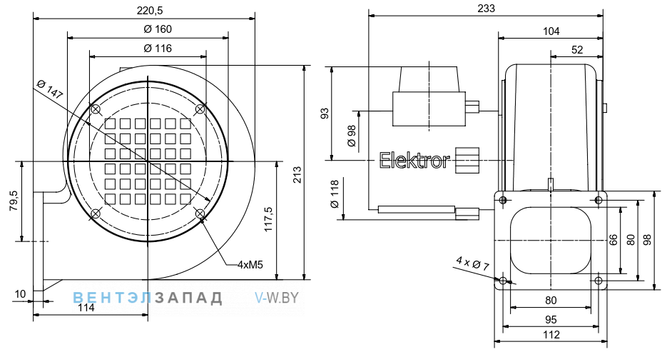 Чертеж и исполнениеы Elektror E 045
