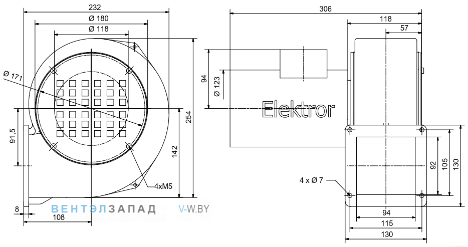 Чертеж и исполнениеы Elektror E 052