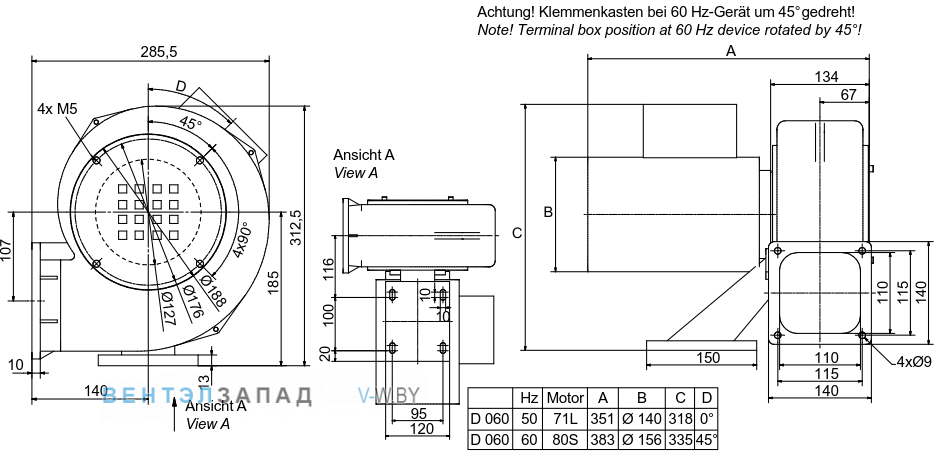 Чертеж и исполнениеы Elektror D 060