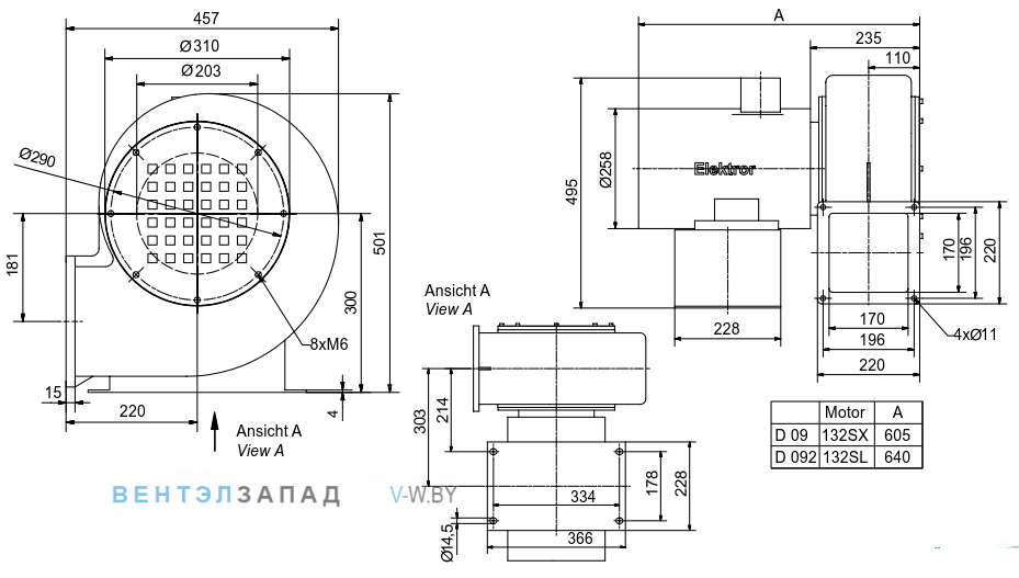 Чертеж и исполнениеы Elektror D 092