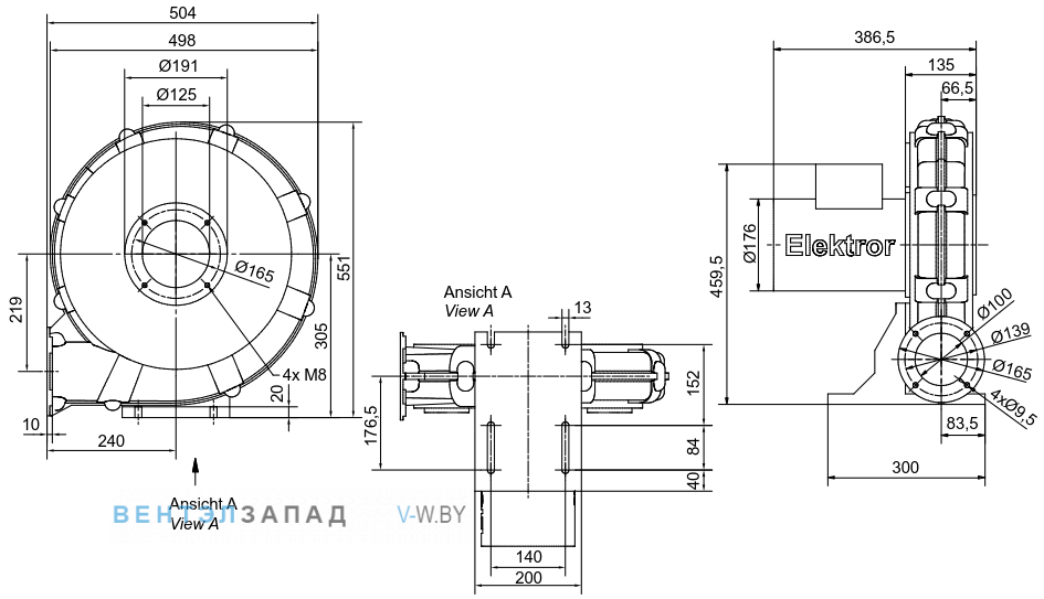 Чертеж и исполнениеы Elektror RD 5 F конвейерный