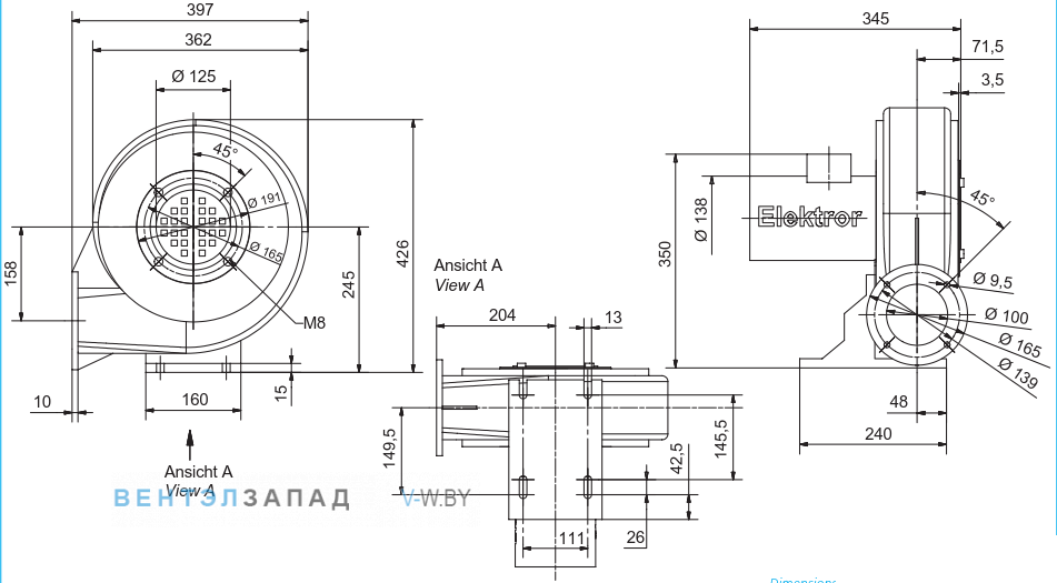 Чертеж и исполнениеы Elektror RE 16