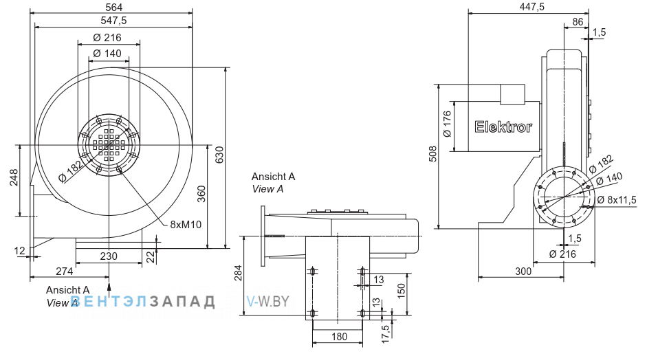 Чертеж и исполнениеы Elektror RD 64