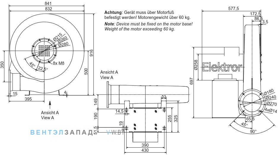 Чертеж и исполнениеы Elektror RD 84