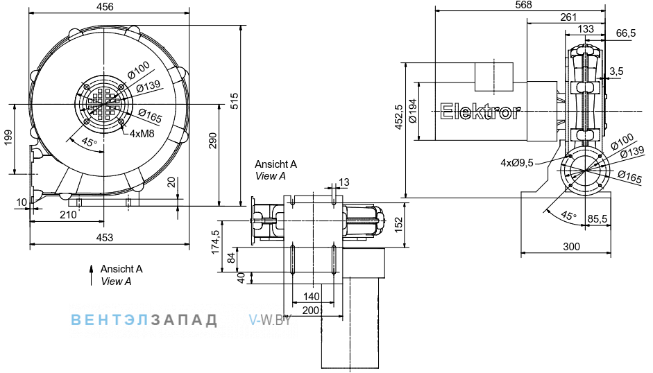 Чертеж и исполнениеы Elektror HRD 2/4 T