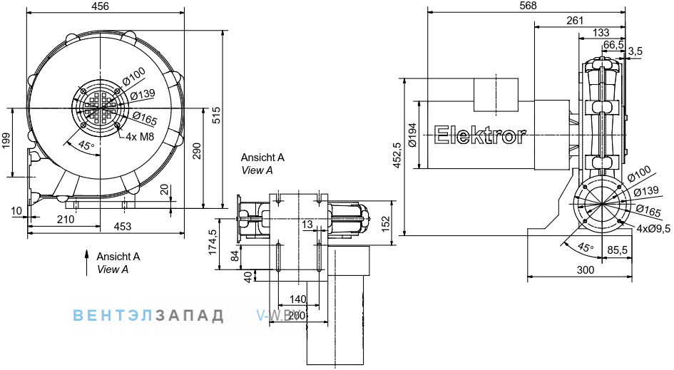 Чертеж и исполнениеы Elektror HRD 2/5 T
