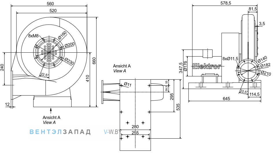 Чертеж и исполнениеы Elektror HRD 65/2