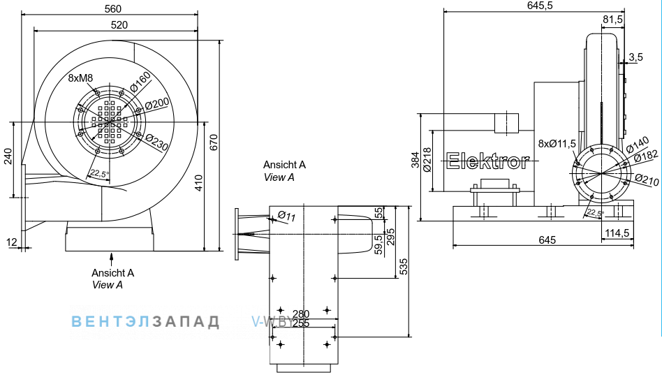 Чертеж и исполнениеы Elektror HRD 65/4