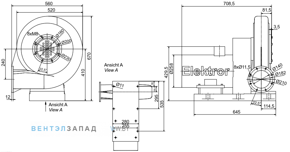 Чертеж и исполнениеы Elektror HRD 65/7