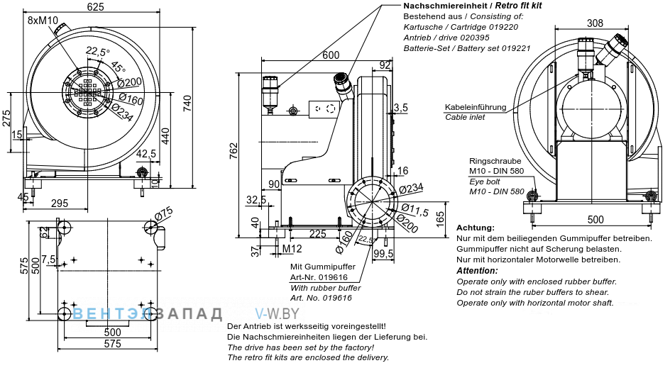 Чертеж и исполнениеы Elektror HRD 7 FU 120/15