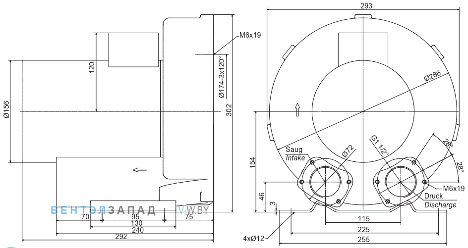 Чертеж и исполнениеы Elektror 1SD 410 0.75 кВт