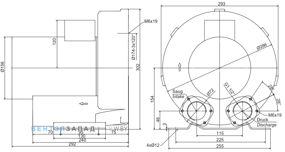 Чертеж и исполнениеы Elektror 1SD 410 0.75 кВт IE3