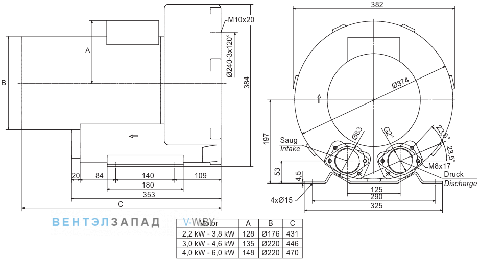 Чертеж и исполнениеы Elektror 1SD 710 2.2 кВт