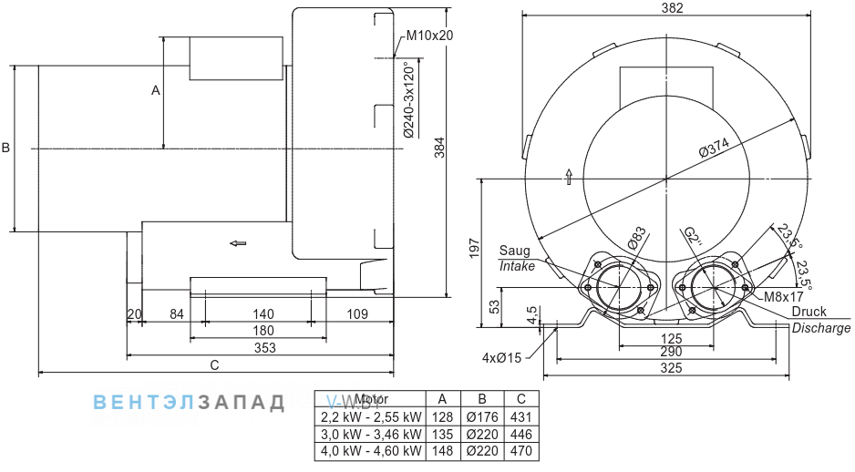 Чертеж и исполнениеы Elektror 1SD 710 1.1 кВт IE3