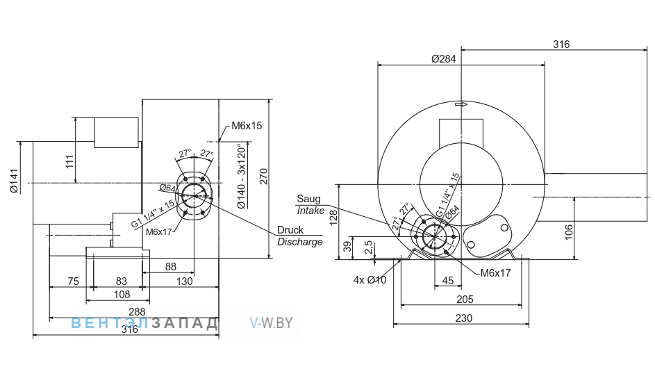 Чертеж и исполнениеы Elektror 2SD 220