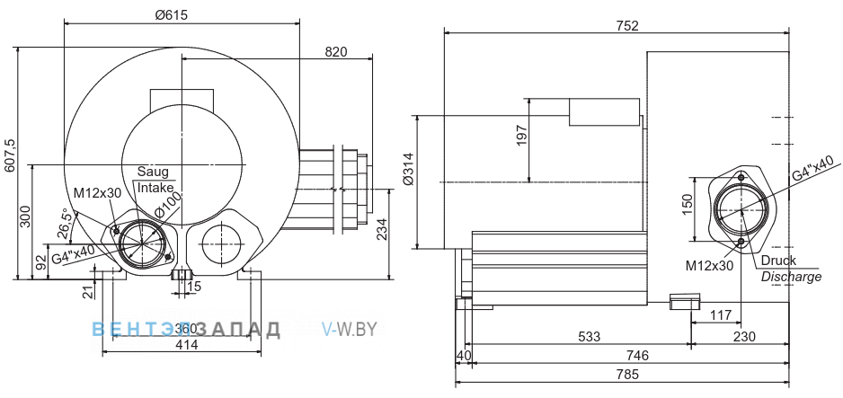 Чертеж и исполнениеы Elektror 2SD 920 11.0 кВт