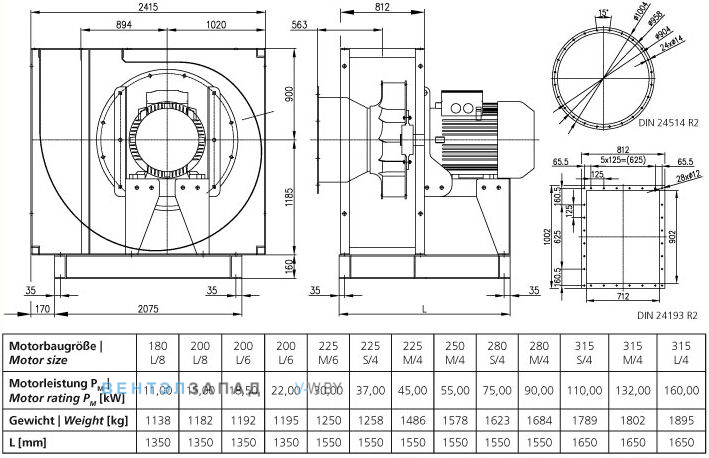 Чертеж и исполнениеы Elektror CFH 900