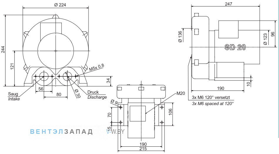 Чертеж и исполнениеы Elektror SE 20