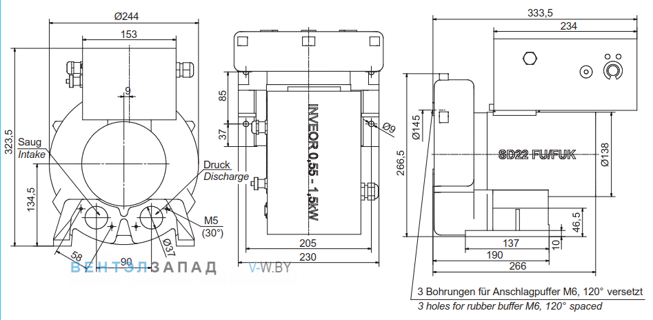 Чертеж и исполнениеы Elektror SD 22 FU-80/1.1