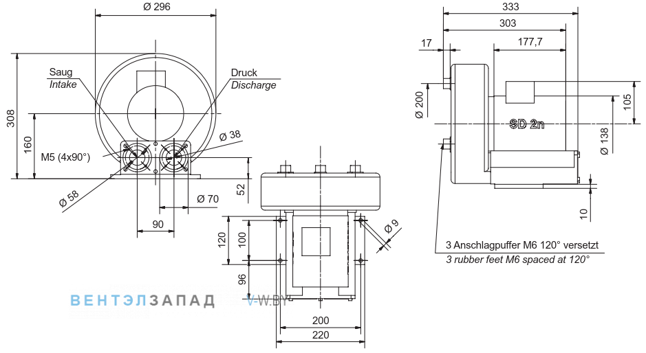 Чертеж и исполнениеы Elektror SE 2n