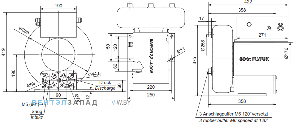 Чертеж и исполнениеы Elektror SD 4n FUK-80/4.0