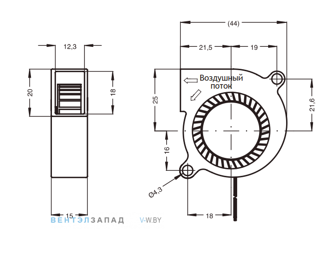 Установочные размеры и габариты NMB BM4515-04W-B30-L00