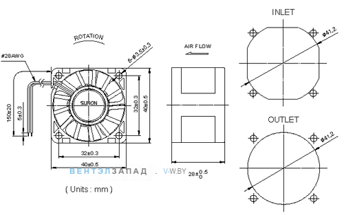 Присоединительные размеры SG40281BX-0000-H99