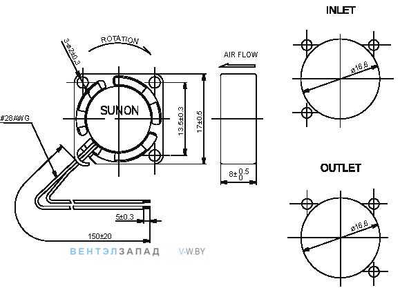 Чертеж и исполнение MC17080V1-000U-A99