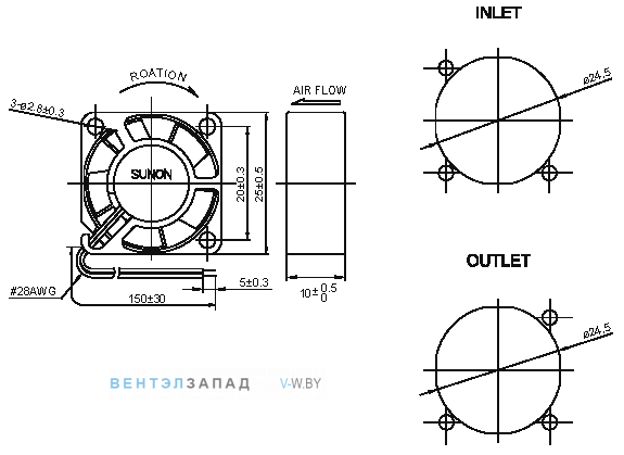 Чертеж и исполнение MC25100V1-000U-A99