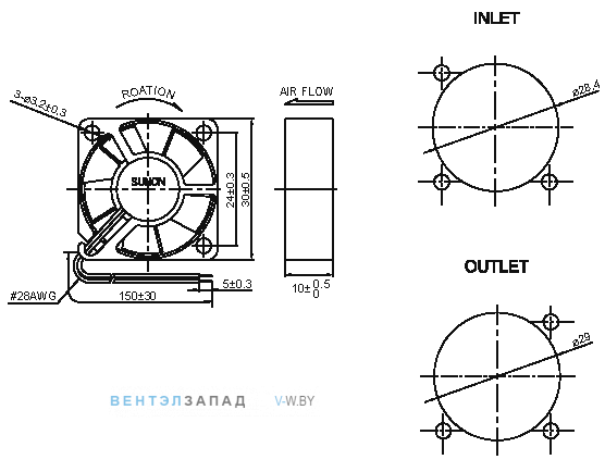 Чертеж и исполнение MC30101V2-000U-A99