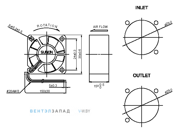 Чертеж и исполнение MC30150V1-000U-A99