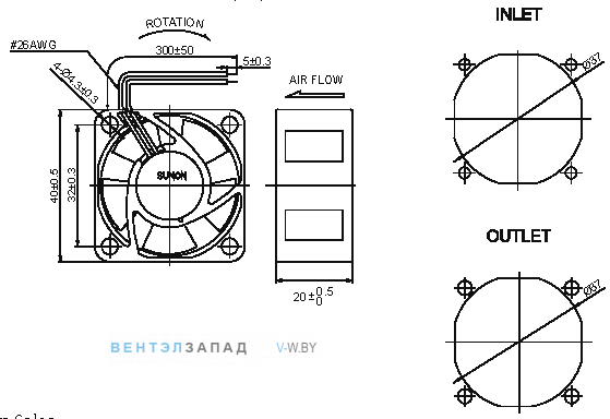 Присоединительные размеры MB40201VX-000U-A99