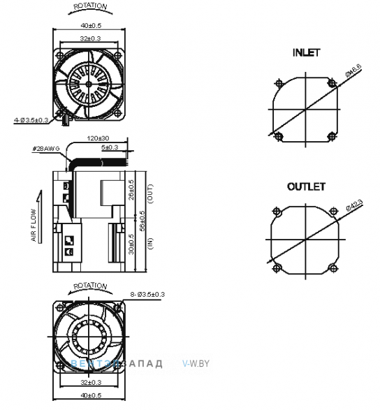 Присоединительные размеры PF40561B1-000U-A99
