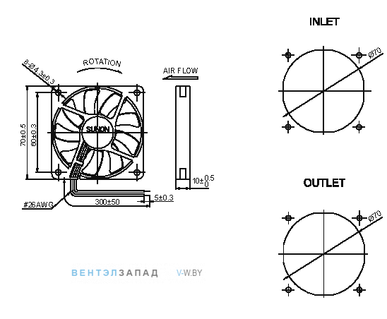 Чертеж и исполнение MB70101V1-000U-A99