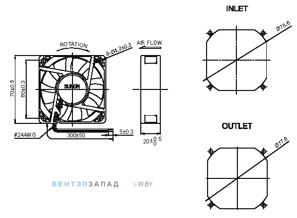 Присоединительные размеры EE70202S2-000U-999