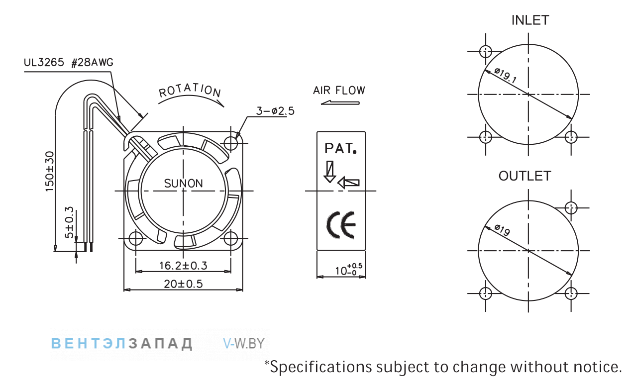 Чертеж и исполнение GM0501PFV3-8