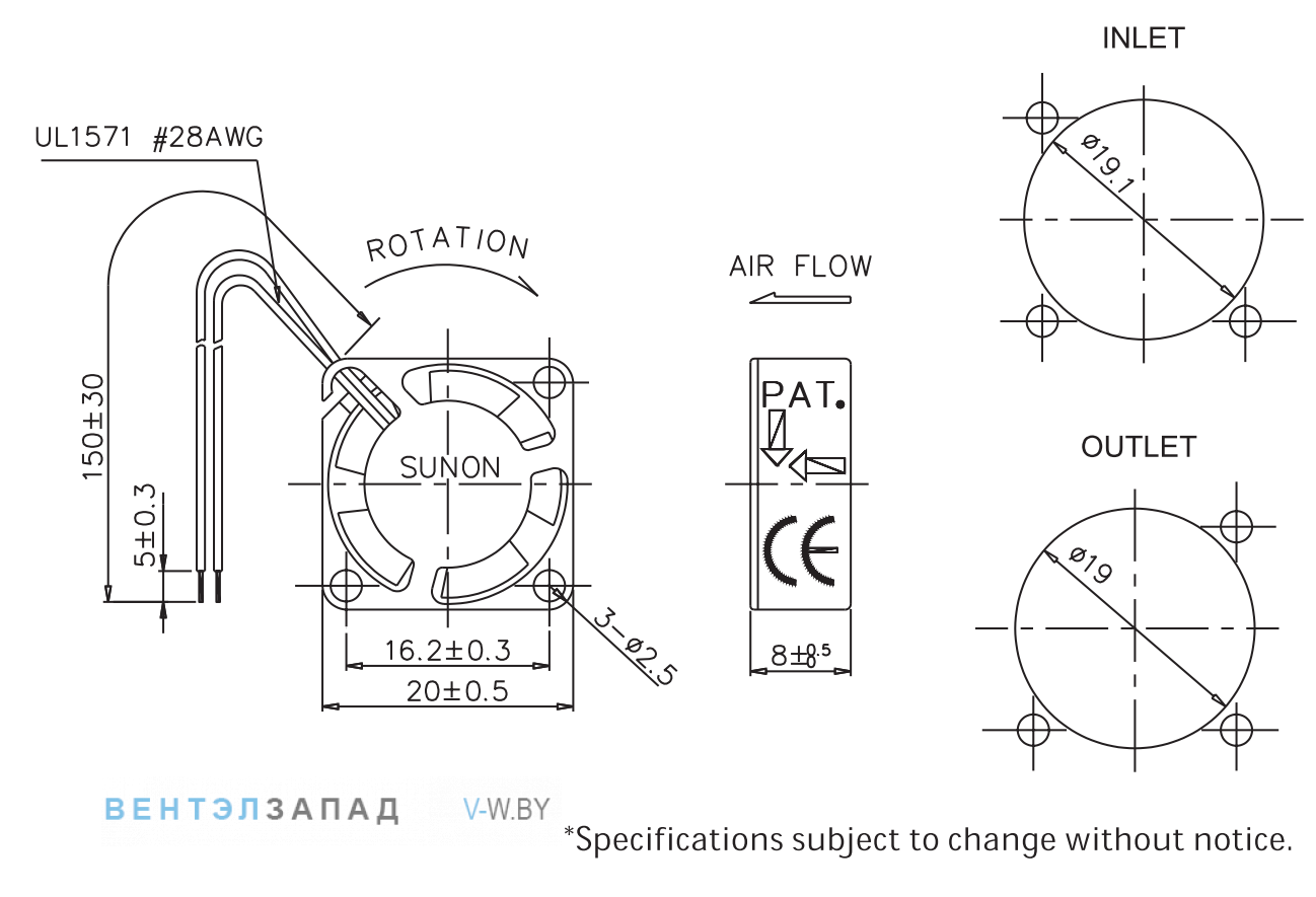 Чертеж и исполнение GM0501PDV3-8