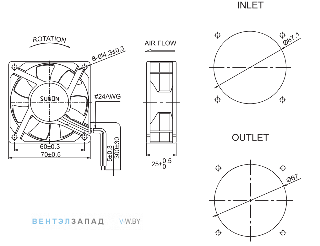 Присоединительные размеры PMD4807PTB2-A
