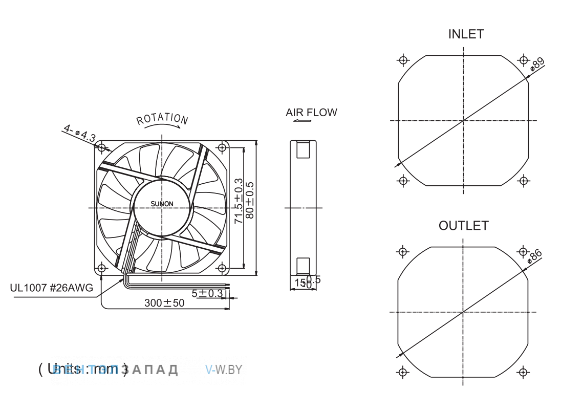 Присоединительные размеры KDE2408PHV3