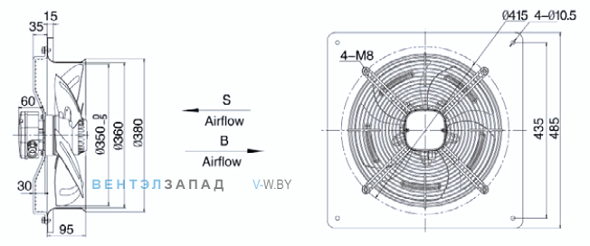 Габариты Weiguang YWF4D-350-B-102/34-B0 Габариты Weiguang YWF4D-350-B-102/34-B0