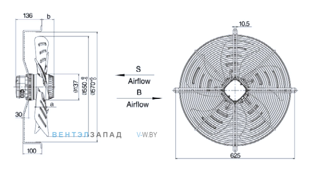 Габариты Weiguang YWF4E-550-B-137/50-G Габариты Weiguang YWF4E-550-B-137/50-G