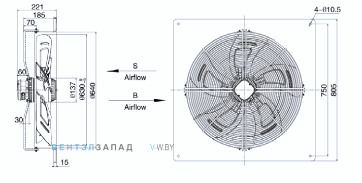 Габариты Weiguang YWF4D-630-B-180/75-B1 Габариты Weiguang YWF4D-630-B-180/75-B1