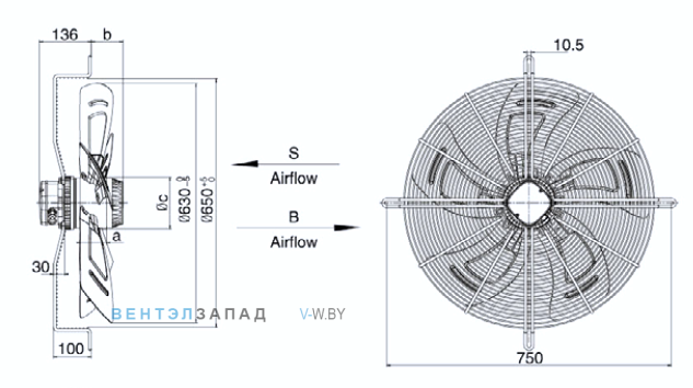 Габариты Weiguang YWF4D-630-B-180/75-G Габариты Weiguang YWF4D-630-B-180/75-G