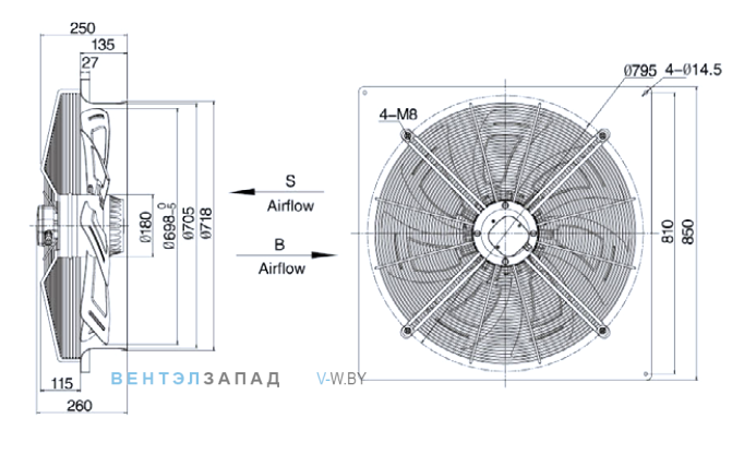 Габариты Weiguang YWF6D-710-S-180/75-B0 Габариты Weiguang YWF6D-710-S-180/75-B0