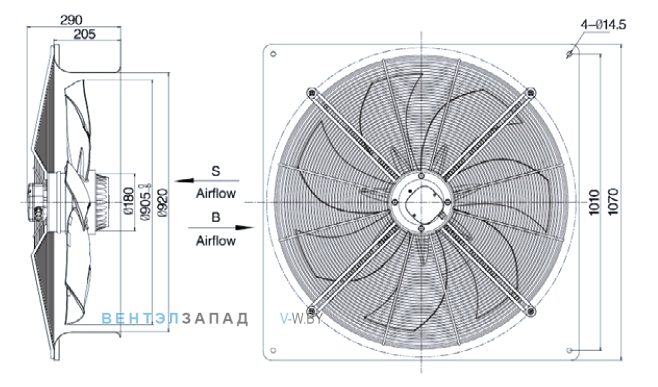 Габариты Weiguang YWF8D-910-B-180/105-B0